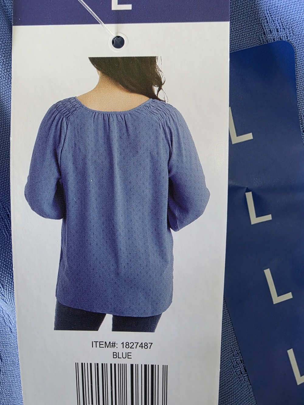 Women's Jessica Simpson Textured Blouse with Blouson Sleeves Blue Size L NWT - Picture 8 of 10